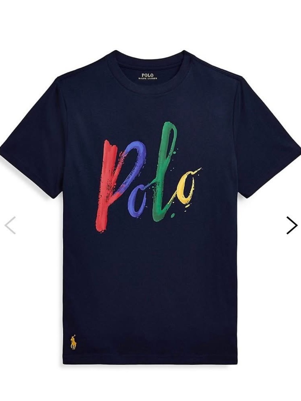 Polo by Ralph Lauren Navy Short-Sleeve Tee with Multicolor Brush Script